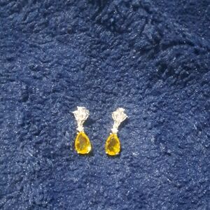 Chic Silver and Yellow Teardrop Earrings